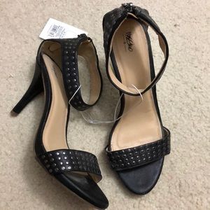 Studded Sexy Black Open Toe Heels Stilettos